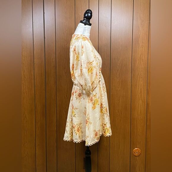 Zimmermann Rosa Linen Floral Minidress size 1/us size 6 - Picture 8 of 13